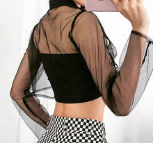 Load image into Gallery viewer, “Black Mesh Long sleeve top”
