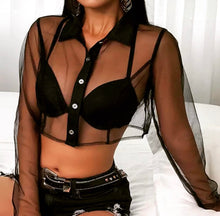 Load image into Gallery viewer, “Black Mesh Long sleeve top”
