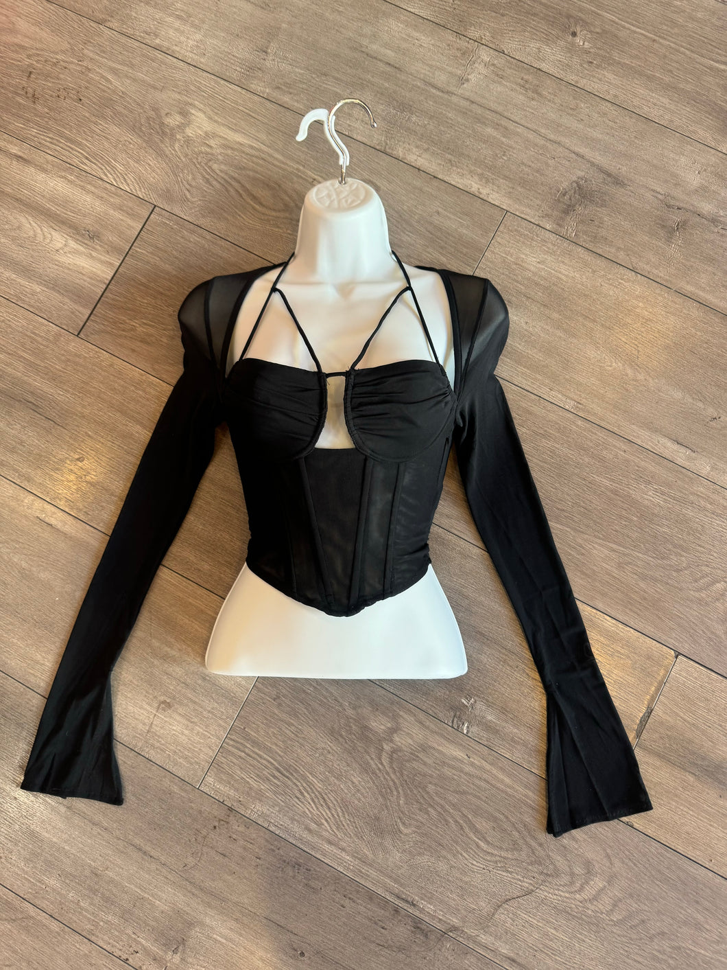 “Bliss” Black mesh top