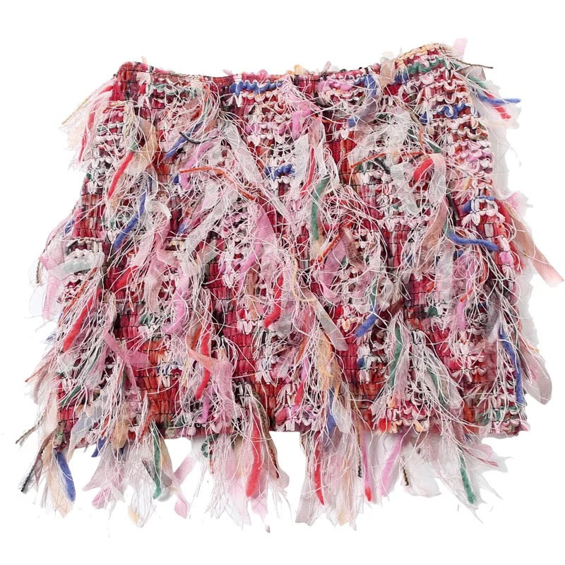 “In-Love” feather mini skirt